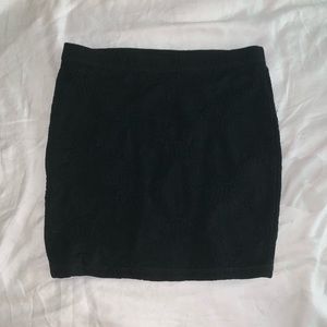 Forever 21 Black Miniskirt with floral detailing